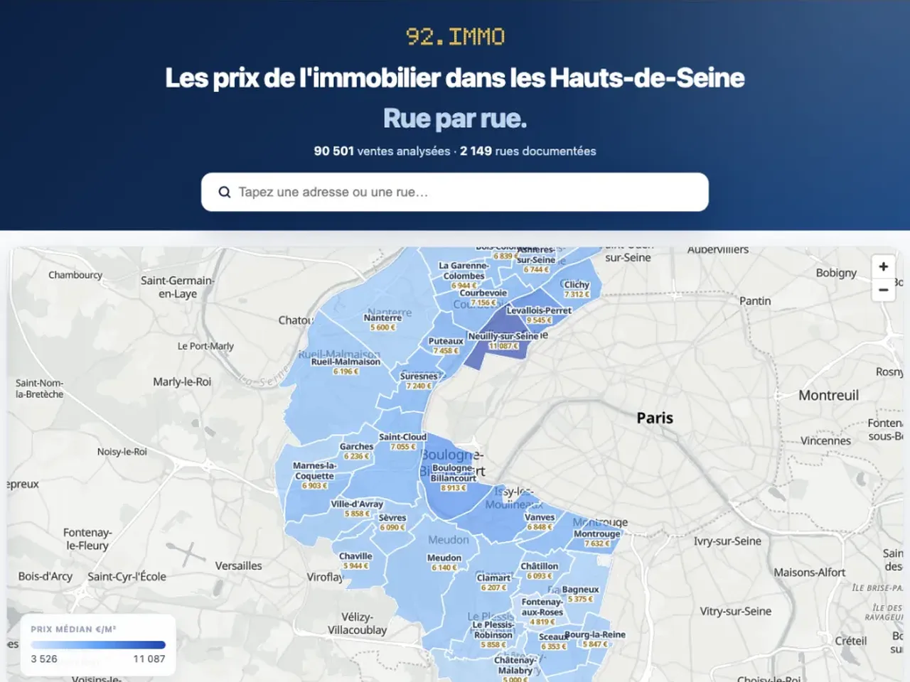 Page d'accueil de 92.immo — Hauts-de-Seine