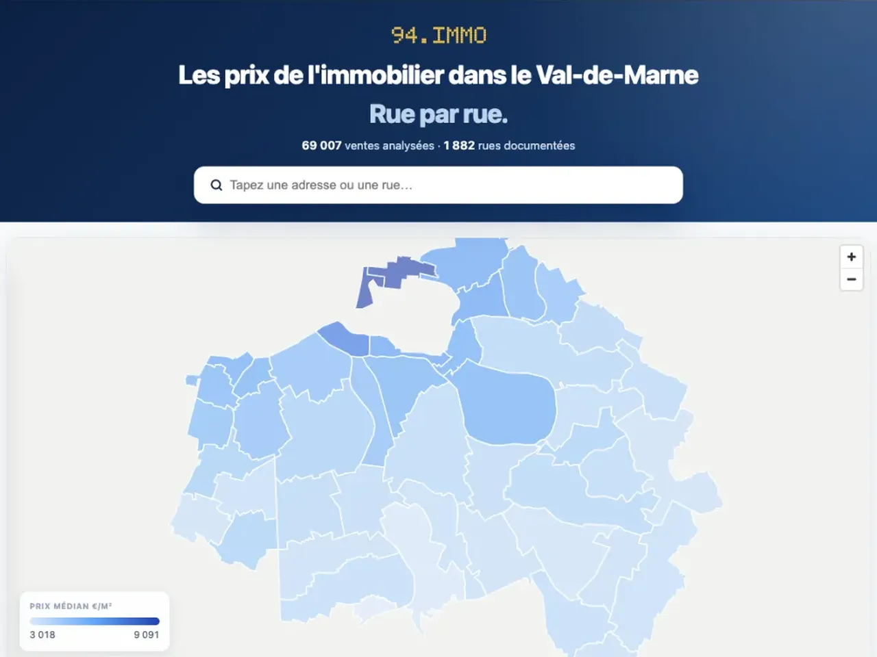 Page d'accueil de 94.immo — Val-de-Marne